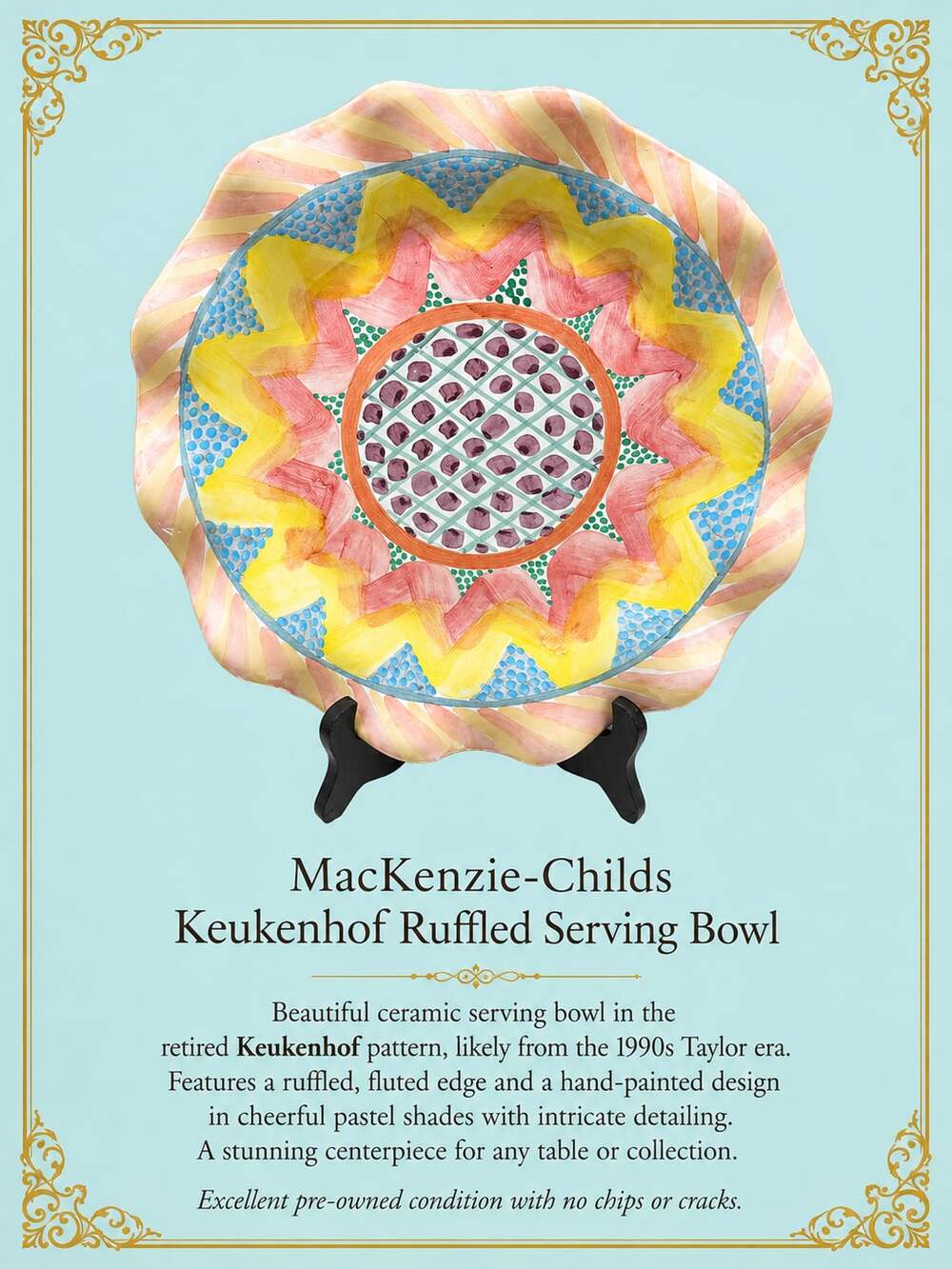MacKenzie-Childs 1995 Keukenhof Ruffled Serving Bowl